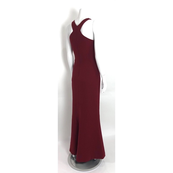 Likely Kingsbury Garnet Long Crepe Evening Gown Dress with Front Slit - Picture 7 of 15